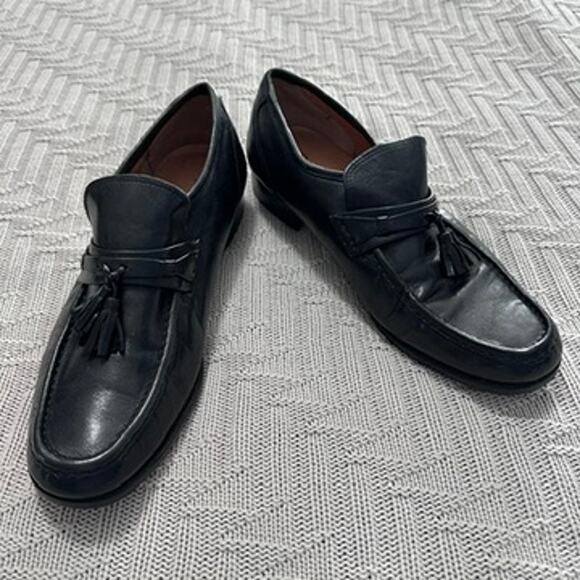 Vintage Sergio Aloy black Italian leather tassel loafers size 10.5 main image 8